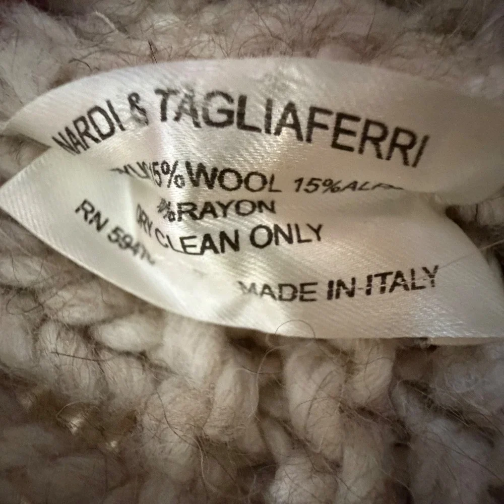 Nardi & Tagliaferri Chunky Knit Wool Alpaca Pom Beanie |‎ Made in Italy | Cream